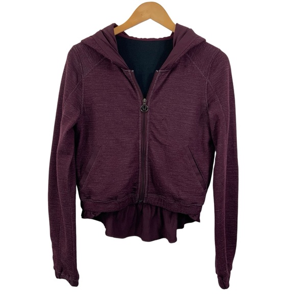 ♻️DONATED 5-1-25♻️ LULULEMON Zip Up Hoodie Size 6 Heathered Burgundy Maroon  A27 - Picture 2 of 14